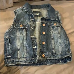 Jean cropped denim vest